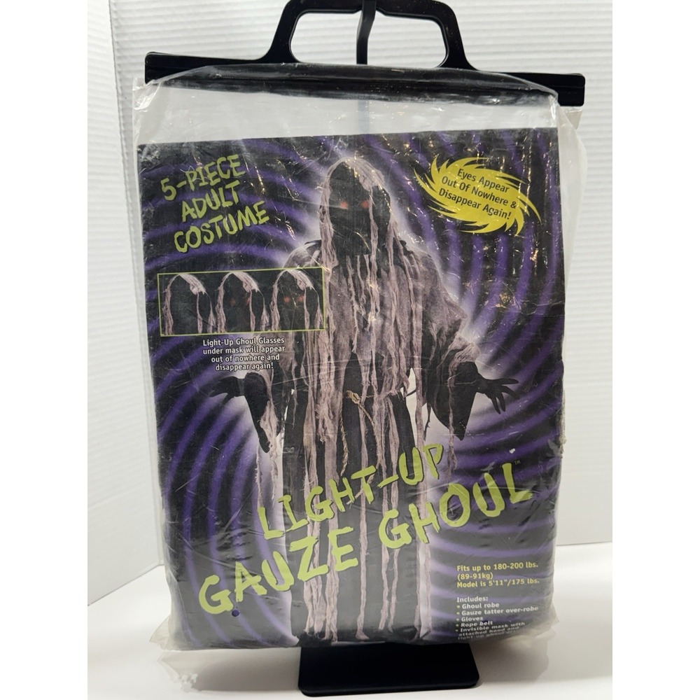 NEW FUN WORLD LIGHT UP EYES MEN's Gauze Ghoul Halloween Costume Fits up to 200lb
